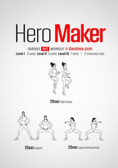 a poster showing how to do the hero maker squats and lung exercises for beginners