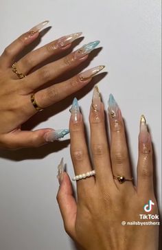 Raised Nail Designs, Siren Nails Design, Siren Inspired Nails, Siren Core Nails, Dark Mermaid Nails Acrylic, Mermaid Vibe Nails, Shiny Nails Designs, Classic Nails, Summery Nails