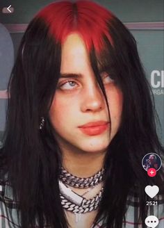 Black Hair Orange Roots, Vivid Roots Hair, Ghost Roots Hair Red, Red Ghost Roots Black Hair, Angelina Hairstyles, Red Ghost Roots, Red Hair Black Roots, Billie Eilish Red Roots, Billie Eilish Red Hair