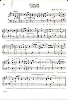 sheet music with the words melody written on it