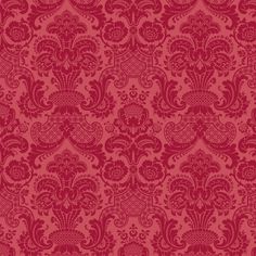 a red wallpaper with an ornate design