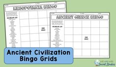 an ancient civilization bingo game for kids