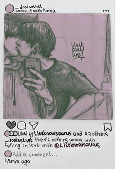 a drawing of a person taking a selfie with a cell phone in their hand