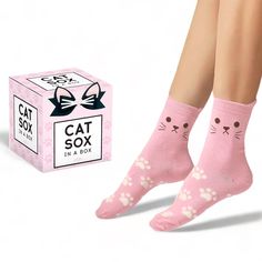 Cat Cartoon Crew Socks with Paw Pattern. Includes adorable cat theme gift box, perfect for gifting! One Size Fits Most (US 5-9) • After your order is placed, we ship in 1 - 3 business days.• All shipping comes with Tracking Numbers. Pink Novelty Socks For Gift, Message Jar, Pink Cat Gloves, Pink Cat Design Shopping Bag, Kitten Socks, Cute White Cat Design Socks, Paw Pattern, Cat Themed Gifts, Cat Socks