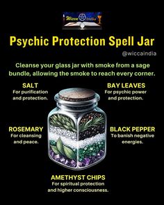 🌑 Ever wonder how to create a protective shield around yourself, using only household items? Allow me to guide you through crafting a psychic protection spell jar, a potent tool for safeguarding your energy from unwanted influences.🔮 Anti Hex Spell Jar, Psychic Protection Spell, Dream Protection Spell Jar, Psychic Spell Jar, Empowerment Spell Jar, Curse Spell Jars Recipes, Psychic Abilities Spell Jar, Spell Jar For Protection, Strong Protection Spell Jar