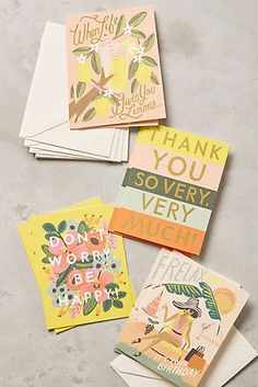 four thank you cards on top of each other with the words, thank you so very much