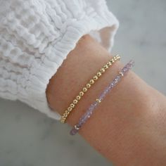 Add a special touch to your look. Our Birthstone Bead Collection styles are crafted with natural stones and three 14k gold rondelles strung on a coated wire for maximum durability. Wear your own birthstone—or a loved one’s—for a meaningful layer in any bracelet stack. Amethyst is February's birthstone. Delicate Faceted Beaded Bracelets For Everyday, Everyday Jewelry With Faceted Beads In 14k Gold Filled, Everyday Faceted 14k Gold Filled Bracelets, Everyday Rondelle Jewelry With Faceted Beads, Elegant Purple Birthstone Beaded Bracelets, Yellow Gold Faceted Beaded Bracelets, Faceted Yellow Gold Beaded Bracelets, Dainty Yellow Gold Beaded Bracelets With Faceted Beads, Dainty Yellow Gold Beaded Bracelet With Faceted Beads