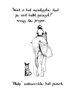 a drawing of a person walking with a dog on his back and the words, what is the best thing you've ever said?