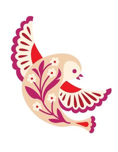 an image of a bird with flowers on it's wings