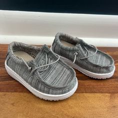 Brand New, Never Worn. No Tags. Baby Hey Dudes Shoes, Casual Canvas Shoes With Round Toe For Playtime, Gray Casual Sneakers With Soft Sole, Casual Gray Sneakers With Soft Sole, Hey Dudes Shoes, Dudes Shoes, Hey Dude Shoes, Hey Dudes, Hey Dude