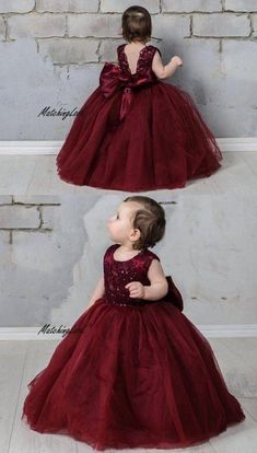 Flower Girl Dresses Burgundy, Burgundy Flower Girl Dress, Flower Girl Dress Tulle, Dresses Burgundy, Lace Flower Girl Dress, Girls Frock Design, Girl Dress Patterns, Birthday Girl Dress