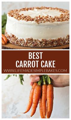 carrot cake with cream cheese frosting and chopped carrots on top is the best carrot cake recipe