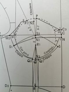 a drawing of a circular object with lines and numbers drawn on the outside of it