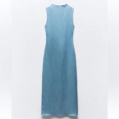 New With Tag Zara S/S 2024 Collection Round Neck Sleeveless Dress. Back Hidden In-Seam Zip Closure. Blue / Gray 4387/058 Outer Shell 100% Polyester Which Has At Least: Outer Shell 100% Rcs-Certified Recycled Polyester Certified Materials Clothing Care Guide Machine Wash Max. 30c/86f Delicate Cycle Do Not Use Bleach / Whitener Do Notiron Do Not Dry Clean Do Not Tumble Dry Blue Zara Sleeveless Dress For Spring, Blue Sleeveless Zara Dress For Spring, Sleeveless Stretch Maxi Dress By Zara, Sleeveless Blue Midi Dress By Zara, Blue Sleeveless Midi Dress By Zara, Zara Denim Blue Midi Length Dress, Zara Blue Fitted Denim Dress, Zara Blue Sleeveless Midi Dress, Spring Blue Zara Denim Dress