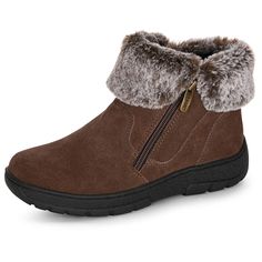 PRICES MAY VARY. WOMEN'S JESSICA BOOT combines the style of a modern fashion bootie with the sensibility of weatherproof construction. Whether strolling through downtown or enjoying an aprés ski gathering following a day shredding pow, do it in comfortable style. The Jessica Boot was designed exclusively for the woman who loves adventure, fun, and fashion. WARM FAUX FUR LINING & SUEDE UPPER keeps you cozy while looking cute in your favorite jeans and leggings. With a water repellent, suede upper exterior to withstand dreary fall and winter days, these low cut insulated booties are must-have for ladies casual wear. Not only are they durable enough to last multiple seasons of fun, they're so comfy, you'll want to wear them at home. THERMOLITE & MEMORY FOAM INSOLES feel like walking on pillow Casual Wear Women, Winter Weather, Rubber Heels, Modern Fashion, Cold Winter, Sandals Summer, Brown Boots, Comfortable Fashion, Favorite Jeans