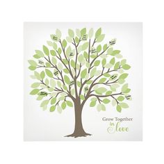 a family tree with names and leaves on the branches, which are labeled to grow together in love