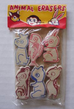 some kind of animal erasers in a package