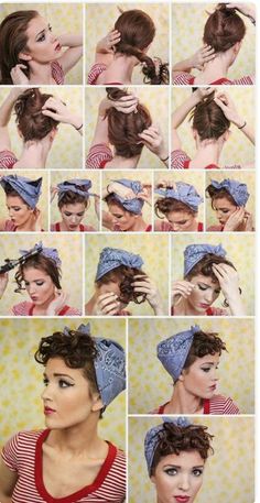 Rockabilly Hair Tutorials, Bandana Hairstyles Short, Hair Vector, Hairstyle Youtube, Hairstyle Names, Videos Aesthetic, Pin Up Hair