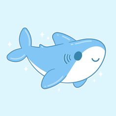 a blue and white shark with stars on it's back, floating in the air