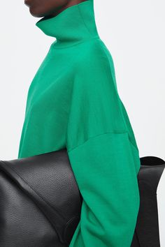 MERINO WOOL TURTLENECK SWEATER - GREEN - Knitwear - COS Green Sweater With Ribbed Cuffs For Work, Oversized Funnel Neck Sweater For Workwear, Funnel Neck Sweater With Ribbed Cuffs For Work, Workwear Fine Knit Funnel Neck Sweater, Fine Knit Funnel Neck Sweater For Work, Green Sweater For Work, Fine Knit Winter Sweatshirt, Fine Knit Polo Sweater For Work, Fine Knit Crew Neck Polo Sweater For Work