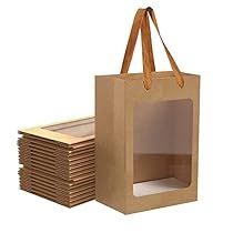 a brown paper bag sitting next to stacks of cardboard