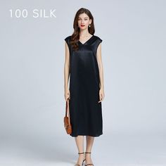 Women's Sleeveless V-Neck Maxi Silk Dress - PandaSilk