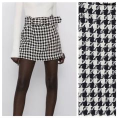 Questions? Leave A Comment Below! Tweed Mini Skirt, Zara Skirts, Zara White, Mini Skirt, White Black, White And Black, Womens Skirt, Mini Skirts, Zara