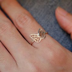 Sterling Silver Butterfly Ring,Dainty Silver Ring,Butterfly Jewelry,Tiny Butterfly Ring,Delicate But Dainty Sterling Silver Butterfly Ring, Silver Butterfly Ring Gift, Delicate Silver Butterfly Ring, Silver Metal Butterfly Ring Gift, Elegant Silver Hallmarked Butterfly Ring, Movement Jewelry, October Jewelry, Silver Butterfly Ring, Dainty Silver Ring