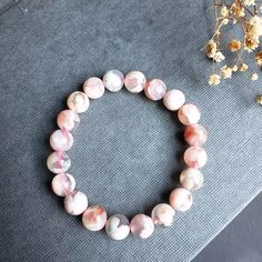 Natural Cherry Blossom Agate Stone Beaded Bracelet Flower Agate Stretch Bracelet Size: Fits About 6 ~ 7.5 Inch Wrist, Elastic Adjustable Pink Crystal Bracelet With Natural Stones, Pink Adjustable Stretch Bracelet With Natural Stones, Adjustable Pink Beaded Bracelets With Natural Stones, Adjustable Pink Stretch Bracelet With Natural Stones, Pink Rose Quartz Stretch Bracelet With Natural Stones, Pink Rose Quartz Round Stretch Bracelet, Elegant Pink Stretch Bracelet With Natural Stones, Pink Rose Quartz Natural Stone Stretch Bracelet, Pink Rose Quartz Stretch Bracelet