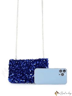 BirdinBag - Blue Sparkle Square Crossbody Evening Bag - Perfect for Parties and Dinner Events Blue Satchel Shoulder Bag For Party, Blue Shoulder Bag With Adjustable Strap For Party, Blue Satchel Bag For Party, Blue Crossbody Clutch For Gift, Blue Crossbody Clutch As Gift, Blue Rectangular Clutch With Mobile Phone Bag, Blue Crossbody Evening Bag For Gifts, Blue Crossbody Evening Bag As Gift, Blue Crossbody Evening Bag For Daily Use