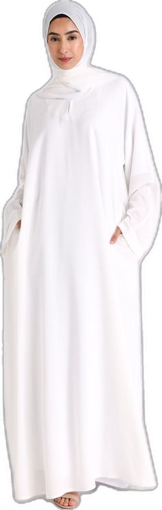 White Long Abaya For Beach, Traditional White Maxi Length Abaya, Festive White Floor-length Abaya, White Open Abaya, White Floor-length Abaya, Muslim Long Dress, White Abaya, Black Dress With Pockets, Black Abaya