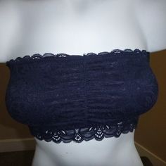 New With Tags ~ Never Worn! Womens Blake & Co Lace Bandeau Bralette Bra Sizes Medium, Large Or Xl Color: Navy Blue Lightly Padded And Lined Cups Ruched Center Front Gives Shape To Bust Light Elastic Around Top Band Galloon Lace At Bottom Fashionably Anchors Style On Body All Lace Bandeau Style Bra With Scallop Elastic At Neckline 100% Nylon; 89% Nylon, 11% Spandex Seamless Lace Bandeau Bra, Stretch Bandeau Bra For Night Out, Blue Fitted Strapless Bra, Lace Bandeau Bra, Lace Bandeau, Top Band, Bandeau Bra, Clothes Outfits, Bra Sizes