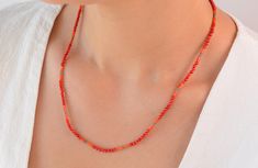 Red Beaded Necklace Boho Dainty Choker Layering Coral Colorful Mixed Stones  Delicately handcrafted. Stones: Red Coral, Orange Coral, Turquoise Material: 925 Silver Finishing: 18k Golden Plate  Length: 20 inch Great gift for loved ones. It is perfect for layering. Delicately handmade jewelry can be gift for any special occasions such as birthdays, Christmas, Mother's Day, Valentine Days, weddings, as gift for bride maids making it a unique gift for your loved ones. Or you can use them to pop up Beach Jewelry With Colorful Beads In Red, Red Jewelry With Colorful Beads For The Beach, Beach Red Jewelry With Colorful Beads, Red Beaded Necklaces With Heart Beads, Red Faceted Beads Jewelry For Beach, Red Beaded Necklaces With Colorful Beads For Beach, Red Beaded Necklaces For Beach, Colorful Beaded Necklace For Beach, Red Heart Beads For Jewelry Making