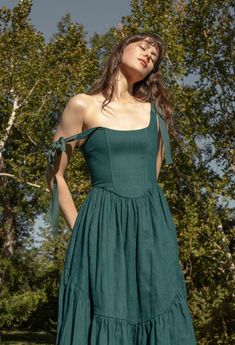 Dramatic Romantic, Special Dress, Linen Dress Women, Winter 23, Corset Bodice, Special Dresses, Linen Maxi Dress, Womens Tie, Ribbon Tie