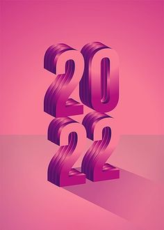 the number twenty two is shown in purple on a pink background, with long shadows