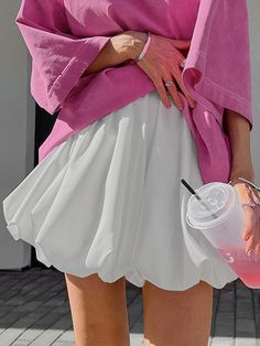 A-Line Loose Pleated Solid Color Split-Joint Skirts Bottoms BLACK-S Street Skirt, Chic Summer Dresses, Matte Satin, Satin Skirt, Faux Leather Skirt, Fashion Seasons, Casual Skirt, White Fashion, Types Of Skirts