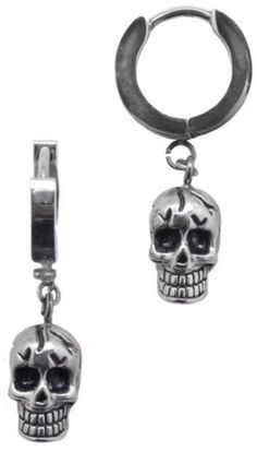 Zales Skull Drop Earrings in Stainless Steel Look Polished, Biker Jewelry, Biker Rings, Huggie Hoop Earrings, Casual Look, The Eye, Jewelry Collection, Mens Jewelry, Hoop Earrings