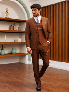 Elevate your formal look with this impeccably tailored men's off, brown 3 piece suit and trouser set. Crafted with precision and attention to detail, this classic ensemble exudes sophistication and refinement. Perfect for weddings, business events, or any special occasion, this timeless outfit will make you stand out with style and elegance. Upgrade your wardrobe today with this versatile and dapper suit and trouser set. mens suit, suits for men, custom suit, wedding clothing, mens suits, three Mens Fall Suits, Blazer Waistcoat, Suit For Men Wedding, Grooms Men, Suit For Wedding, Dapper Suits, Engagement Dinner, Suit Man, Men's Business Suits