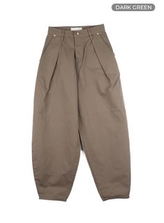 Dark green / L Trendy Cotton Parachute Pants For Work, Casual High-waisted Khaki Chinos, Baggy Chinos With Pockets For Workwear, Casual Khaki High-waisted Chinos, Trendy Relaxed Fit Parachute Pants For Workwear, Trendy Parachute Pants With Relaxed Fit For Workwear, Trendy Parachute Pants For Workwear, Trendy Khaki Wide Leg Workwear Pants, Trendy Khaki Wide Leg Pants For Work