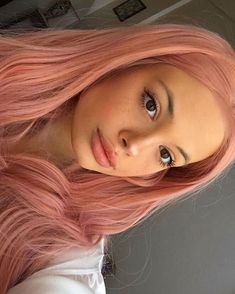 Pink Peach Hair, Rose Pink Hair, Baby Highlights, Pink Hair Dye, Good Movie, Peach Hair, Creamy Blonde, Hair Color Pastel