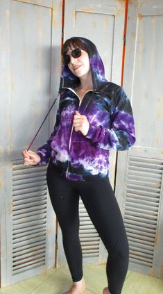 "Purple Black Tie-Dye Organic Cotton Zip Hoodie, Tie Dye Fleece Sweatshirt, Street Wear, Tie Dye Hoodie, S-2XL, Boho, Urban Chic This is a really nice quality super soft 100% Organic Cotton Fleece Zip Hoodie; made on Long Island, NY. It is a Unisex style, available from S-2XL. I tie-dye these as per your order, please give me 1-5 workdays to finish and ship your size! Color Options: -MIDNIGHT purples-black -Custom Combo CONTACT ME about a CUSTOM COMBO REQUEST! Modeled by a size 6 person, she is Purple Hoodie With Adjustable Hood For Fall, Purple Fall Hoodie With Adjustable Hood, Fitted Fleece Hoodie With Drawstring, Purple Double-lined Hoodie For Fall, Purple Fleece Sweatshirt For Winter, Purple Hooded Fleece Sweatshirt, Purple Hoodie With Adjustable Hood For Winter, Purple Fleece Hooded Sweatshirt, Winter Purple Hoodie With Double-lined Hood