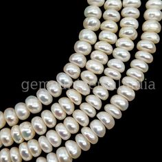 This listing is for Genuine White Pearl Rondelle Beads, Fresh Water Pearl Beads, Natural Pearl Beads for Jewelry, Cultured Pearls, Jewelry Making Beads, 16" . Gemstone: Fresh Water Pearl  Shape: Rondelle  Style: Smooth Beads Size: 5MM - 5.50MM Length: 16 inches Strand weight: 92 carats approx  *Measurements are close to approximations* *100% Natural and Authentic* ---------------------------------------------------------------------- * Ideal to be used in Necklaces, Earrings, Keychains, Pendants Luxury White Gemstone Beads Necklace, White Pearl Beaded Necklaces In Rondelle Shape, White Pearl Beaded Necklace In Rondelle Shape, White Oval Beads Single Strand Pearl Necklace, White Single Strand Pearl Necklace With Oval Beads, White Rondelle Shaped Single Strand Beaded Necklace, White Single Strand Rondelle Beaded Necklaces, White Pearl Rondelle Necklace With Gemstone Beads, White Oval Spacer Beads