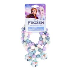 the frozen princess bracelet with charms is shown in front of a white background and purple, blue