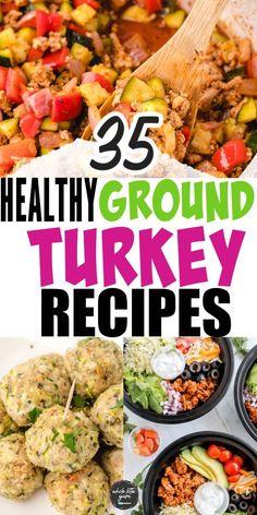 healthy ground turkey recipes with text overlay