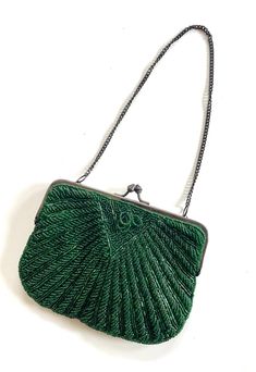 Green beaded vintage evening bag, gala bag, clutch. Metal bracket and handle. Width 16 cm Height 12.5 cm Handle length 40 cm In perfect condition. Vintage Green Shoulder Bag For Party, Green Vintage Shoulder Bag For Party, Vintage Clutch Bag For Events, Vintage Clutch For Events, Green Pouch Evening Bag, Green Handheld Clutch For Evening, Vintage Handheld Evening Bag For Party, Evening Handheld Beaded Clutch, Formal Handheld Beaded Clutch