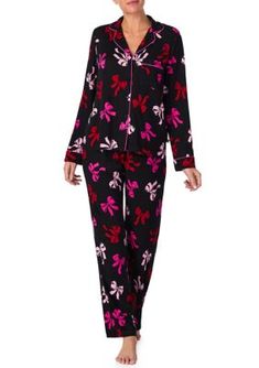 Beautiful prints and vibrant colors make this cozy two-piece pajama set from kate spade new york an essential addition to your nighttime assortment. | kate spade new york Women's Printed Sweater Knit Long Pajama Set, Medium New York Print, Short Kaftan, High Neck One Piece, Bow Print, Short Pj Set, Slumber Party, Holiday Pajamas, Print Sweater, Notch Collar