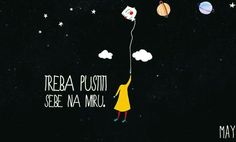 a person flying a kite in the night sky with stars and clouds above them,