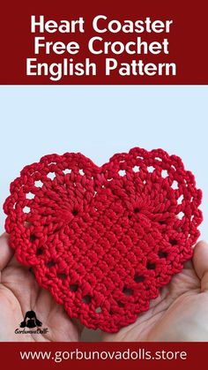 a hand holding a crocheted heart with text overlay that reads, free pattern