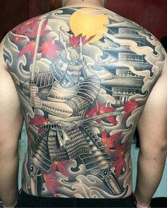 the back of a man with tattoos on his body