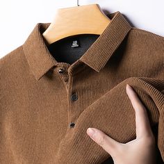 Season:Fall  Winter; Fabric:Polyester; Sleeve Length:Long Sleeve; Look After Me:Washable,Wet and Dry Cleaning; Gender:Men's; Style:Basic,Modern,Comfortable; Elasticity:Micro-elastic; Tops Type:Golf Shirt,Corduroy Shirt,Golf Polos Shirts; Occasion:Holiday,Work,Sports,Casual; Details:Fleece lined; Fit Type:Regular Fit; Pattern:Plain; Design:Buttons; Neckline:Lapel; Listing Date:09/04/2024; Bust:; Length:; Shoulder Width:; Sleeve: Solid Winter Shirt With Button Closure, Solid Winter Shirt With Buttons, Brown Casual Collar Top For Winter, Winter Long Sleeve Shirt With Buttons, Classic Winter Corduroy Tops, Winter Shirt With Button Closure And Casual Collar, Brown Tops With Placket For Fall, Fall Corduroy Shirt With Buttons, Winter Shirt With Button Closure